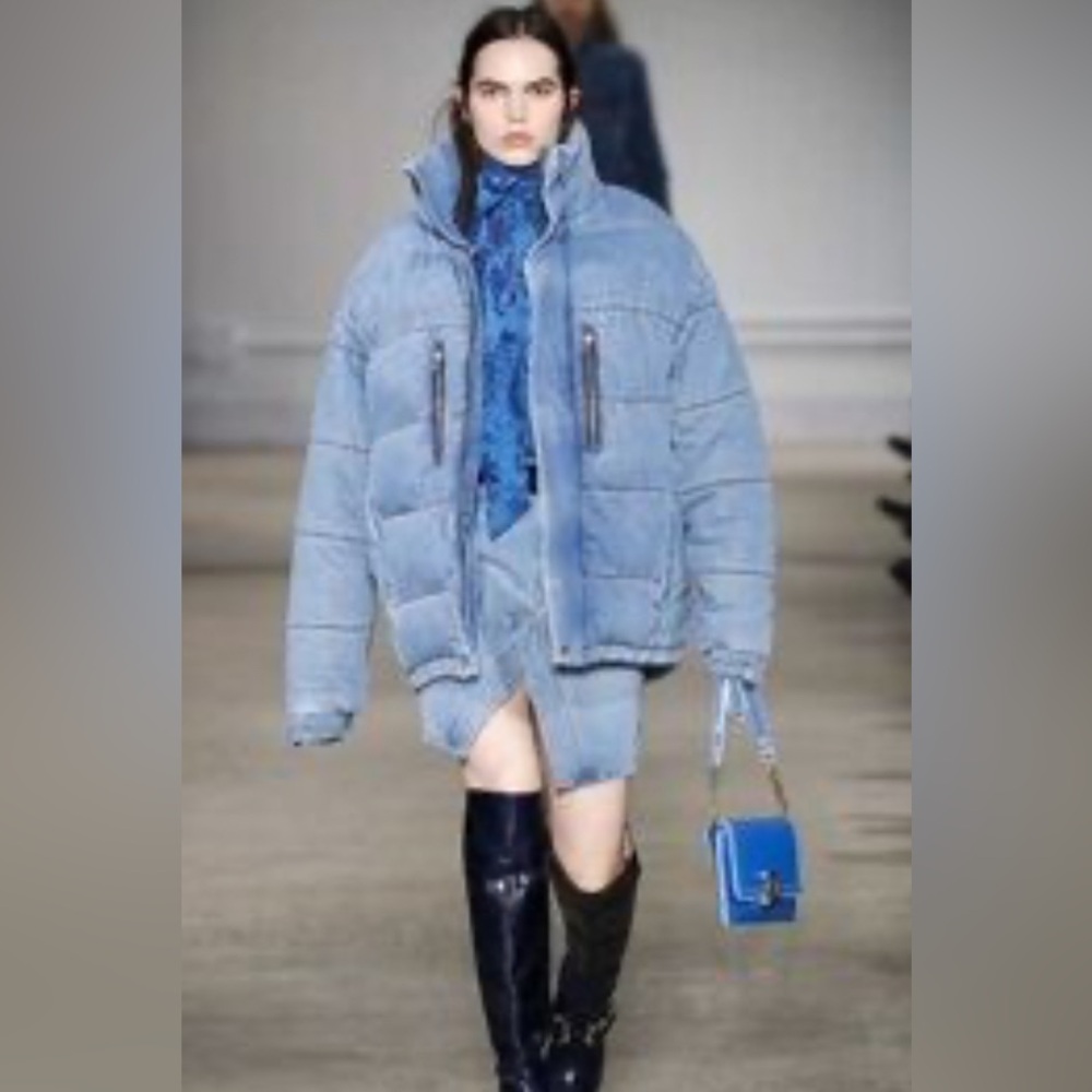 ZADIG & VOLTAIRE Keim Puffer Jacket Women 40 Blue Denim Faded Streetwear